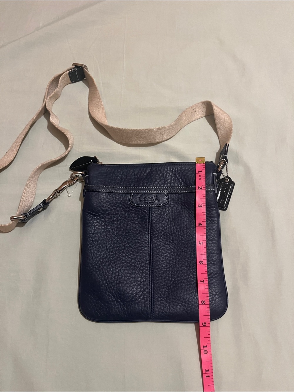 Coach Navy Leather Crossbody with Neutral Canvas Strap - Picture 3 of 4